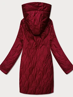 Dámská prošívaná bunda s asymetrickou spodní částí Goodlookin tmavě červená (B8592-27)
