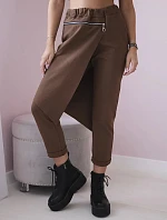 Punto Milano Zimní kalhoty s ozdobným zipem hnědý