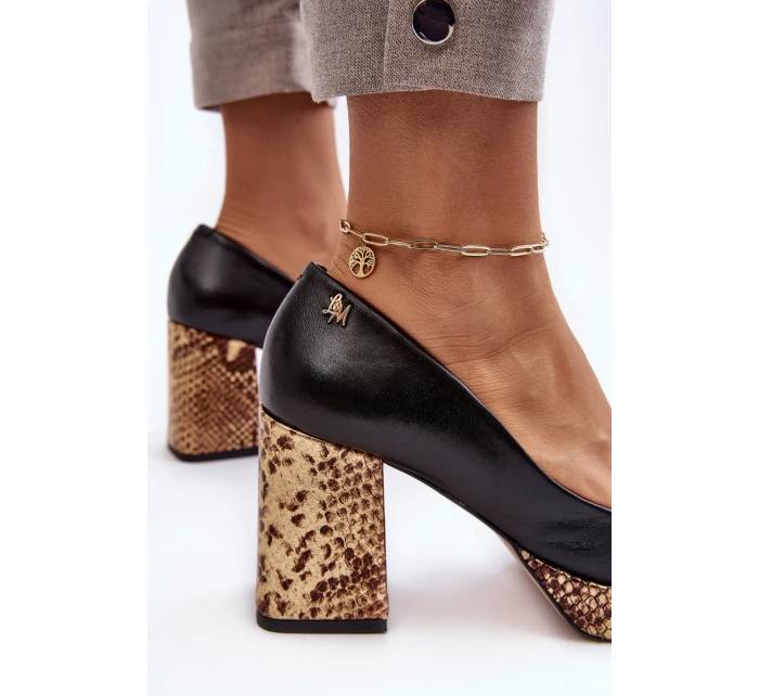 Modní Kožené Lodičky Laura Messi 2599 Černé