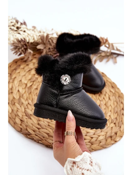 Zateplené sněhové boty s kožešinou černé model 21645826 - Boto