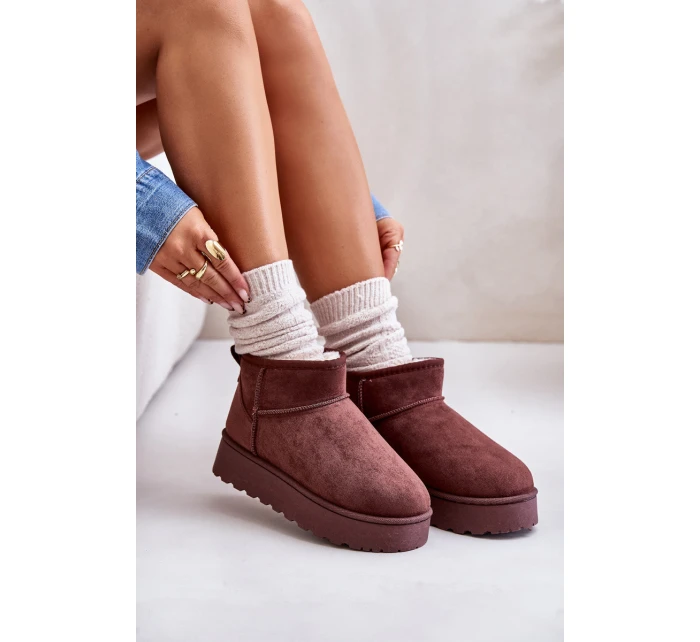 Dámské Sněhule Na Platformě Zateplené Kožíškem Tmavě Hnědé model 21672069 - Boto Dámské Sněhule Na Platformě Zateplené Kožíškem Tmavě Hnědé model 21672069 - Boto