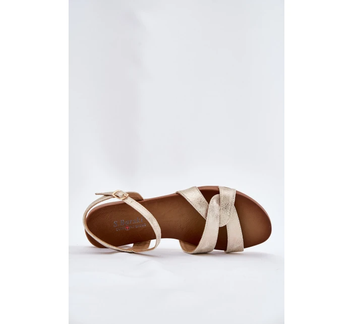 Ploché Lesklé Sandály Dámské S.Barski KV51-022 Zlaté