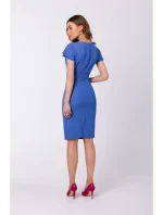 S336 Pouzdrové šaty s páskem - modré