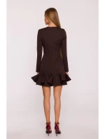 model 21296135 Šaty s volánkovým lemem hnědé - Moe