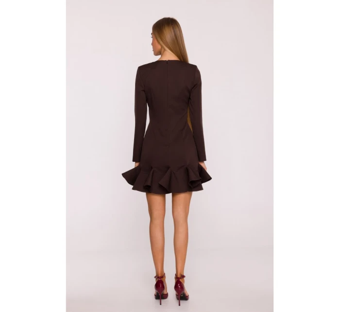 model 21296135 Šaty s volánkovým lemem hnědé - Moe