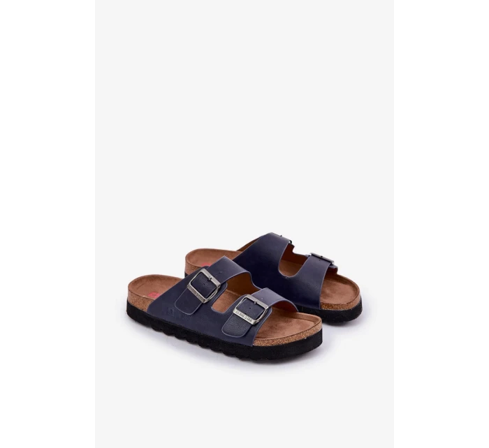 Pánské lehké pantofle s přezkami z ECO kůže Big Star – tmavě modré