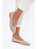 Dámské síťované textilní baleríny model 21836916 – béžové - Kesi