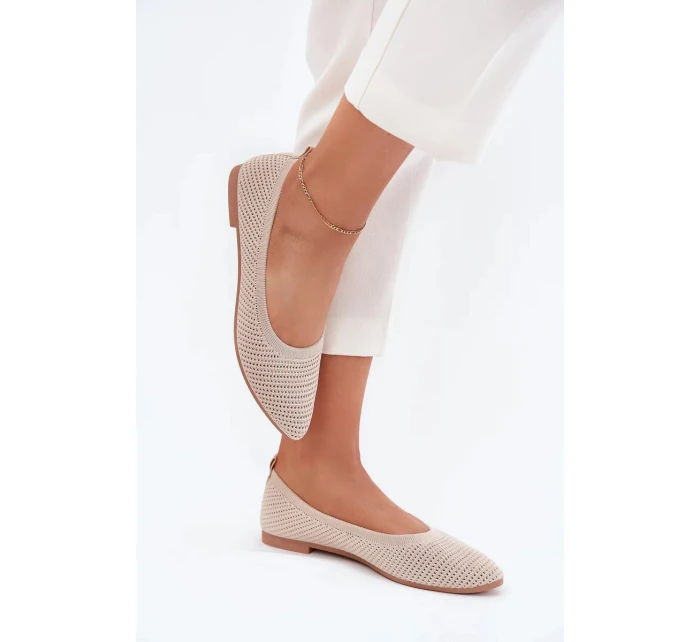 Dámské síťované textilní baleríny model 21836916 – béžové - Kesi