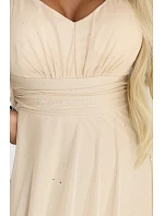 Dlouhé lehké třpytivé šaty 655-4 béžové - Numoco Dlouhé lehké třpytivé šaty 655-4 béžové - Numoco