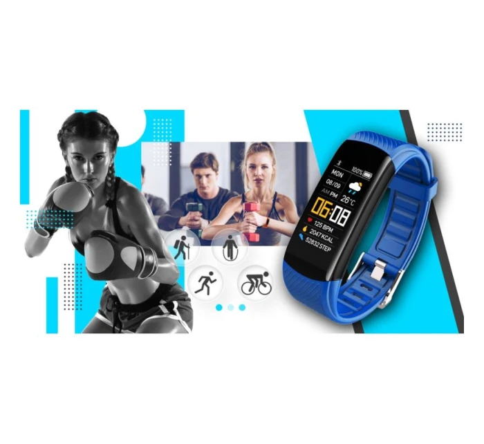 GIEWONT Smartwatch Black and Blue 2 Stripes GW200-7