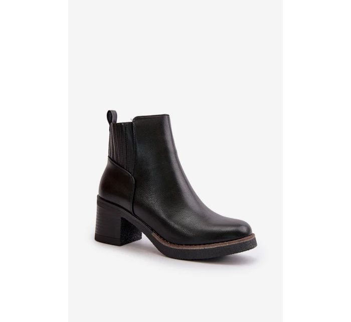 Zateplené dámské boty na podpatku eko kůže černé model 21668840 - Boto Zateplené dámské boty na podpatku eko kůže černé model 21668840 - Boto