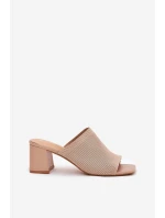 Dámské sandály na podpatku typu sloupek béžové Wenilan