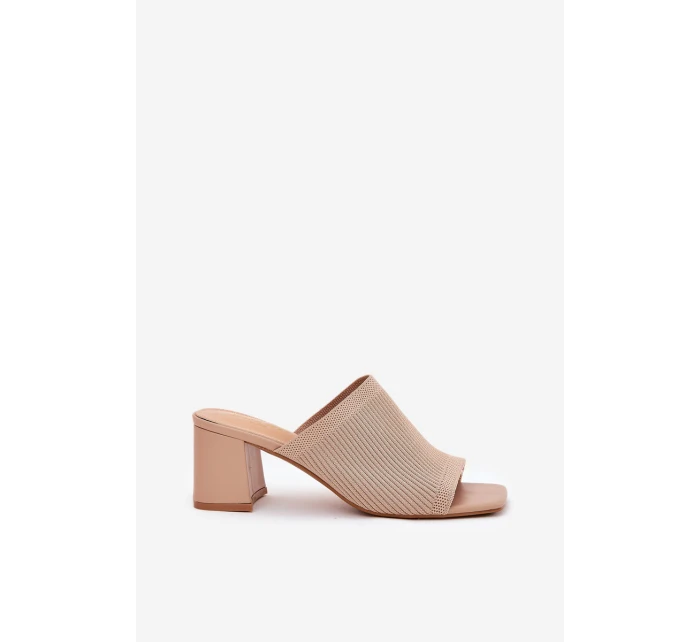 Dámské sandály na podpatku typu sloupek béžové Wenilan