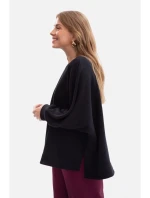 model 21379933 Pletená mikina uvolněného střihu černá - BeWear model 21379933 Pletená mikina uvolněného střihu černá - BeWear