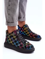 Sportovní boty na platformě Rhinestones GOE Black Sportovní boty na platformě Rhinestones GOE Black