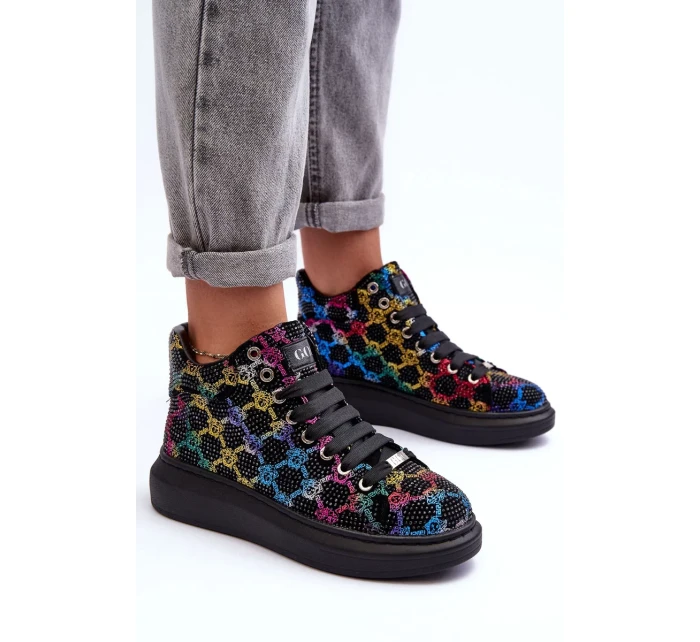 Sportovní boty na platformě Rhinestones GOE Black Sportovní boty na platformě Rhinestones GOE Black