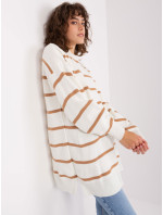 Ecru-hnědý oversized dámský svetr