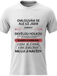 Pánské bavlněné tričko s potiskem - ZABRANÝ SVĚLOU HOLKOU - bílé 