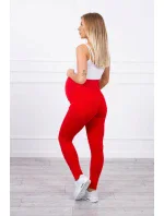 Dámské bavlněné těhotenské kalhoty 19975 červené - Kesi Dámské bavlněné těhotenské kalhoty 19975 červené - Kesi