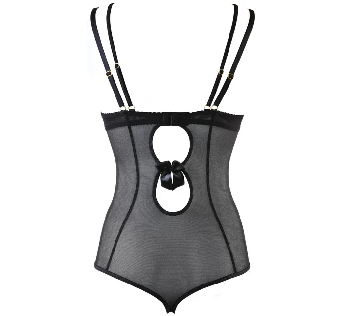 Dámské sexy body V-10110 Černá s tělovou - Axami Dámské sexy body V-10110 Černá s tělovou - Axami
