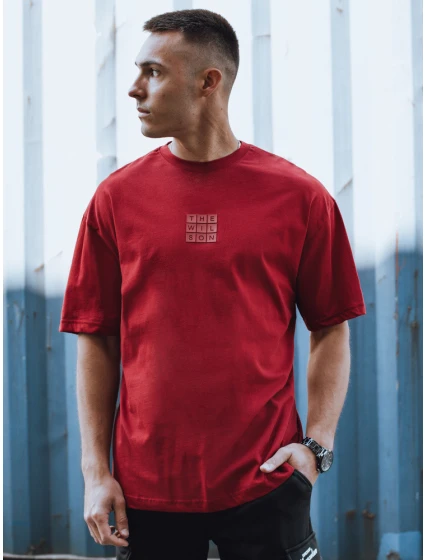 Pánské tričko s potiskem bordó FashionStreet RX5522 Pánské tričko s potiskem bordó FashionStreet RX5522