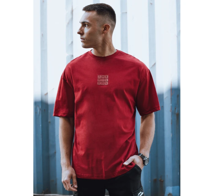 Pánské tričko s potiskem bordó FashionStreet RX5522 Pánské tričko s potiskem bordó FashionStreet RX5522
