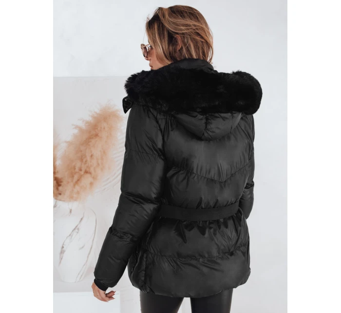 Dámská zimní prošívaná bunda s kapucí černá model 21990766 - Dstreet Dámská zimní prošívaná bunda s kapucí černá model 21990766 - Dstreet