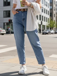 Dámské džínové kalhoty s páskem FashionStreet UY2885