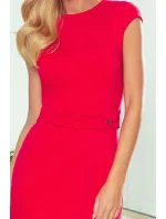 TAMARA - Elegantní červené dámské midi šaty s páskem 301-2