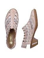 Dámské kožené pohodlné elastické polobotky na podpatku Rieker 46778-64 Dámské kožené pohodlné elastické polobotky na podpatku Rieker 46778-64