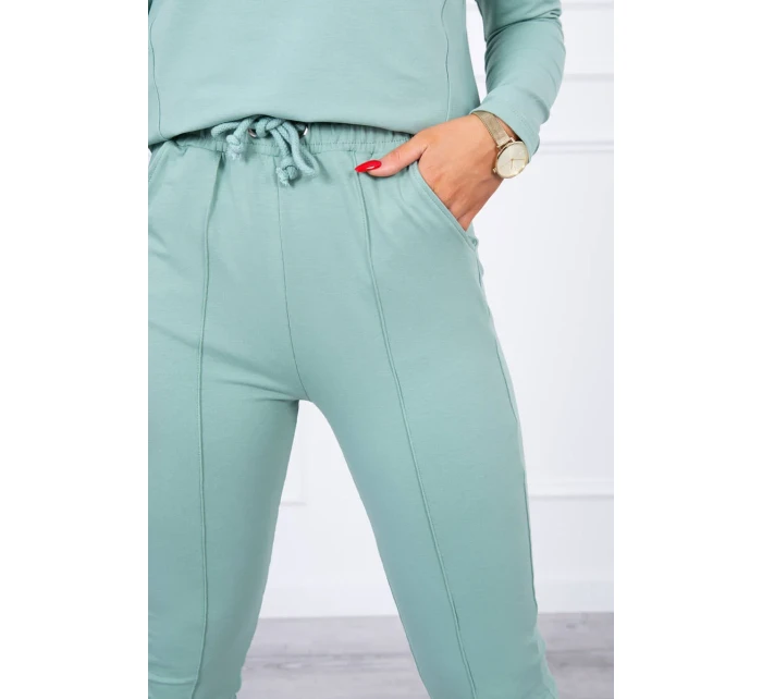 Sada s knoflíkovým výstřihem tmavě mátová