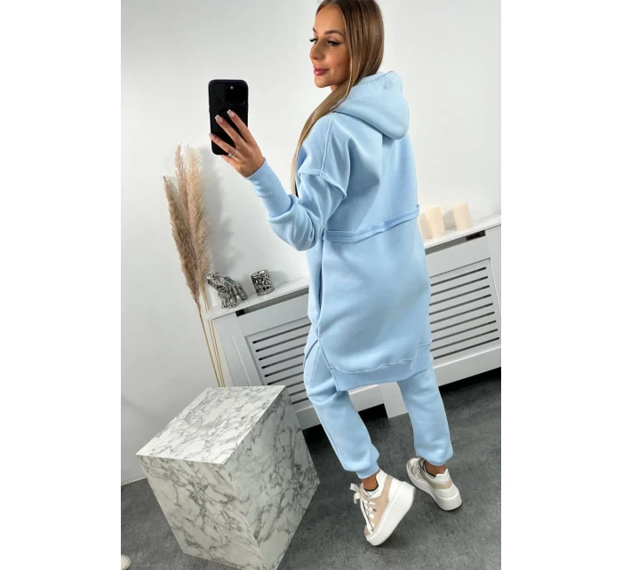 Zateplená souprava s dlouhou mikinou modrá