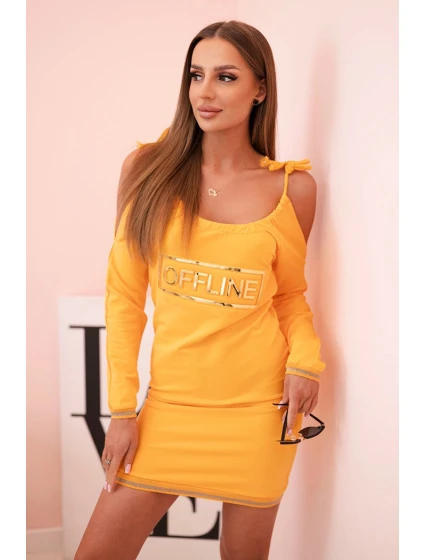 Dámské šaty s 3/4 rukávy a krajkou na zádech fango