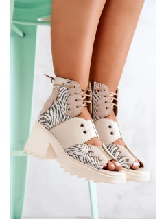 Kožené kozačky Maciejka 05321-04 Béžová