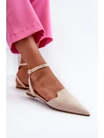 Šněrovací baleríny z ekokože s  světle béžové model 21666763 - Boto