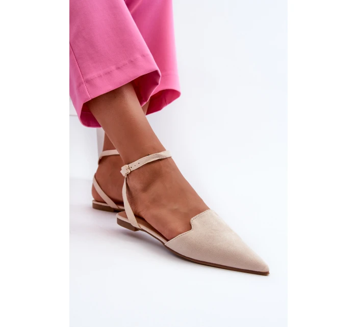 Šněrovací baleríny z ekokože s  světle béžové model 21666763 - Boto