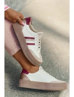 Kožené dámské sneakersy na platformě Zazoo N1234 béžovo-červené Kožené dámské sneakersy na platformě Zazoo N1234 béžovo-červené
