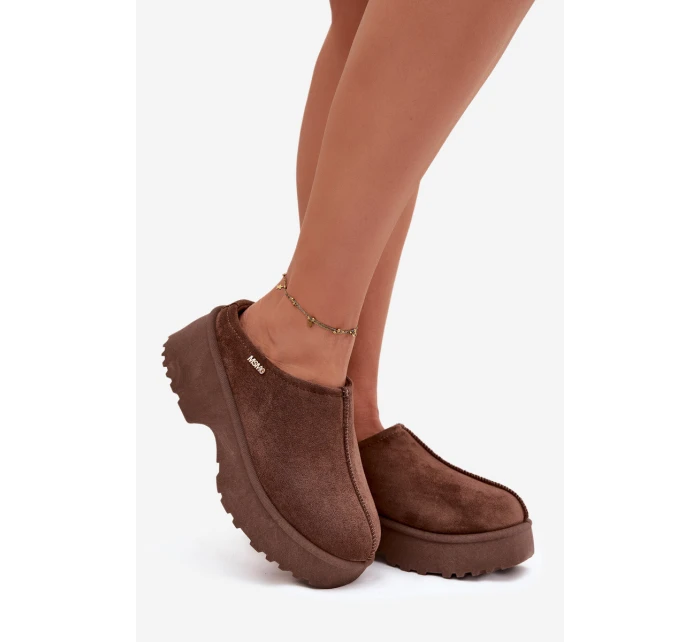 Dámské nízké sněhule na platformě Yrenna – hnědé Dámské nízké sněhule na platformě Yrenna – hnědé