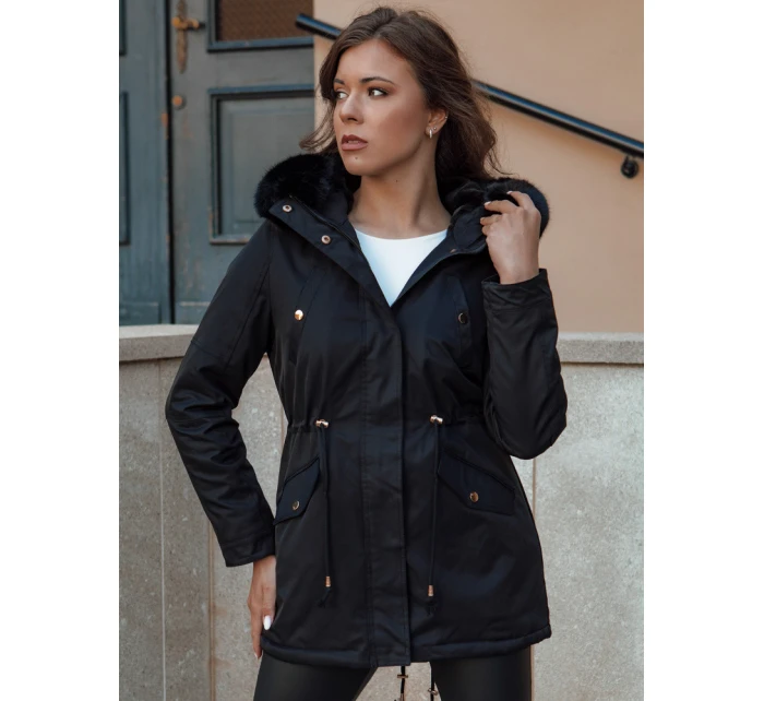 Dámská zimní bunda parka s kožešinou ERISS černá FashionStreet TY4551
