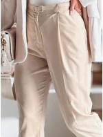 Ležérní dámské plisované kalhoty s páskem PLISSO beige FashionStreet UY2516 Ležérní dámské plisované kalhoty s páskem PLISSO beige FashionStreet UY2516