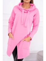 Oversize tunika s obálkou vpředu světle růžová