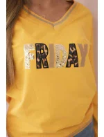 Dámská mikina s flitrovým nápisem hořčice Dámská mikina s flitrovým nápisem hořčice