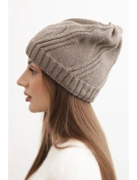 Dámská zimní čepice s vlnou a zdobením z kamínků K480 mocca Dámská zimní čepice s vlnou a zdobením z kamínků K480 mocca