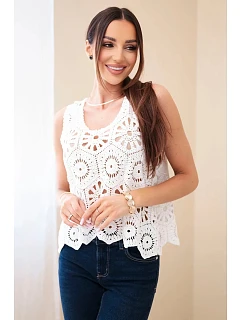 Dámská viskózová halenka bez rukávů s výstřihem do V džínová