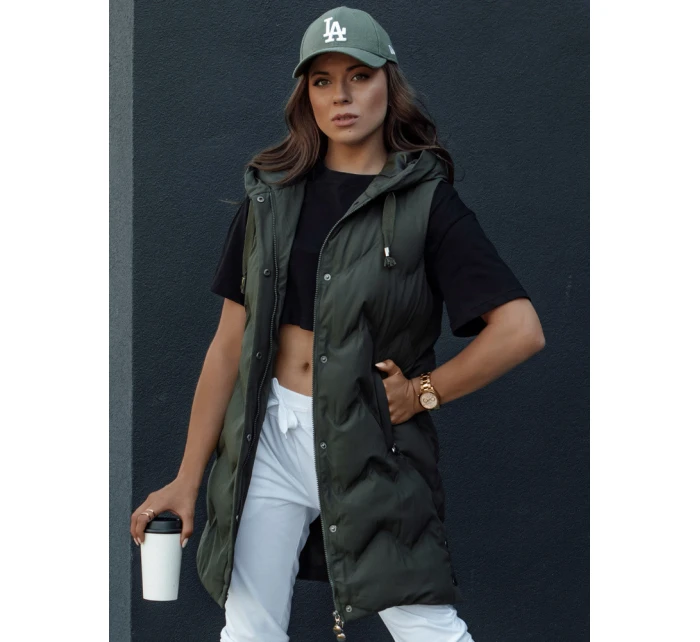 Dámská prošívaná vesta s kapucí zelená Dstreet model 21979838 - FashionStreet