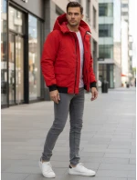 Pánská zimní bunda s kapucí červená FashionStreet TX4983