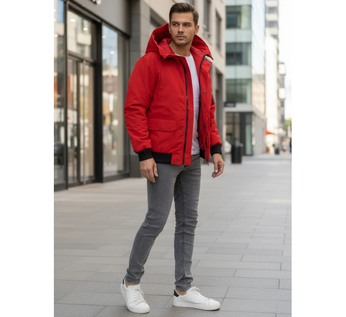 Pánská zimní bunda s kapucí červená FashionStreet TX4983