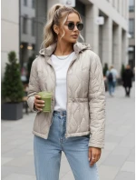 Dámská prošívaná bunda s kapucí světle šedá FashionStreet TY5535 Dámská prošívaná bunda s kapucí světle šedá FashionStreet TY5535