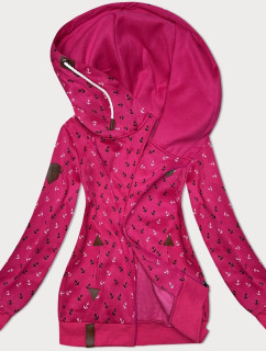 Růžová hrubší mikina se zipem a se vzorem model 19670038 - 6&8 Fashion