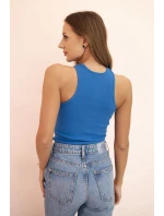 Dámská model 21217861 blůza s výřezem a ozdobnou sponou chabrová - K-Fashion Dámská model 21217861 blůza s výřezem a ozdobnou sponou chabrová - K-Fashion